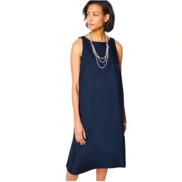 NWT J. Jill navy pleated back sleeveless dress sz xs - Picture 2 of 13